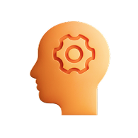 Head with gear icon